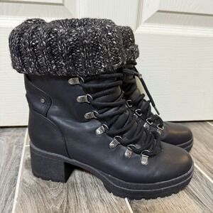 Circus By Sam Edelman Women's Ankle Boots Y2K Combat Chunky Heel Knit Cuff‎ 8M